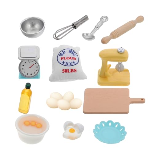 UPKOCH 17Pcs Mini Kochset Mit Mini Backwerkzeugen Ideales Puppenhaus Miniatur Küche Lebensmittel Miniaturpuppenhauszubehör von UPKOCH