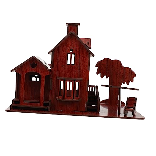 UPKOCH 1stk 3D- -Puzzle 3D-Puzzle Puzzle-Modell Selbst Zusammenbauendes Puzzle DIY-Puzzle Zusammengebautes Villenmodell Villa-Puzzle Villa-Modell Rätsel Brown Holz von UPKOCH