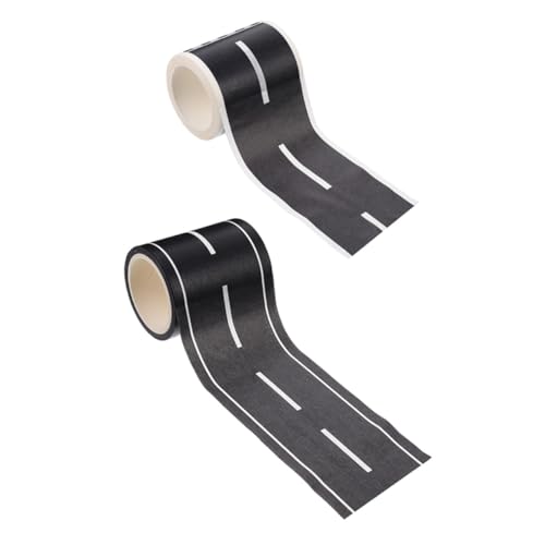 UPKOCH 2 Rollen Straßen Spielzeug Straße Washi Tape Straßenband Kinder Selbstklebende Bänder Straßenaufkleber Selber Machen Bandstraße Spielen Straßenabdeckband Auto-dekor Papier Black von UPKOCH