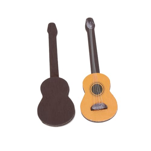 UPKOCH 2 STK Mini-Gitarre Spielzeug Gitarre Mini-musikinstrumente 1:12 Puppenhausgitarre Puppenhaus Tapete Dekorationszubehör Für Puppenhäuser Miniatur Gitarre Selber Bauen Bambus von UPKOCH