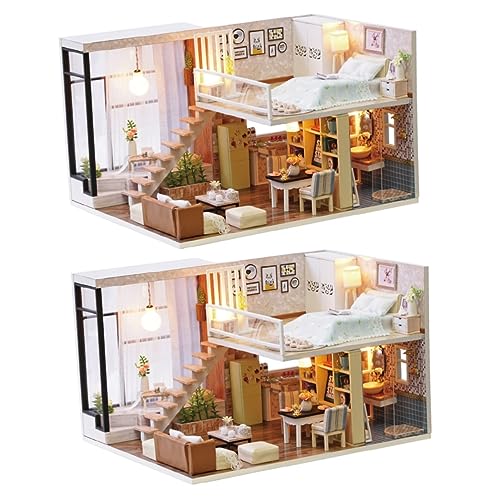 UPKOCH 2 STK Mini- zum Selbermachen Miniatur DIY Wohnung Holzmöbel Puppenhausmöbel Kinder bastelset basteln für Kinder Spielzeuge Modelle Kabinenmodell Wohnung selber Bauen hölzern von UPKOCH