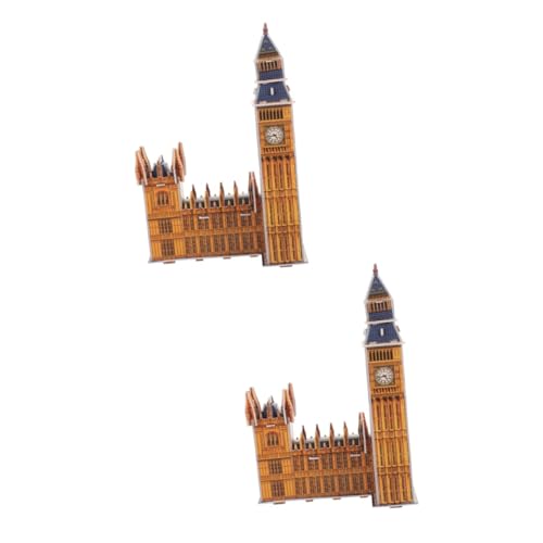 UPKOCH 2 Sätze Big Ben-Puzzle Architekturrätsel Holzpuzzle Große Puzzles Kidcraft-spielset 3D-Puzzle Aus Holz 3D-Puzzles Für Erwachsene Papier London Gebaut Kind von UPKOCH