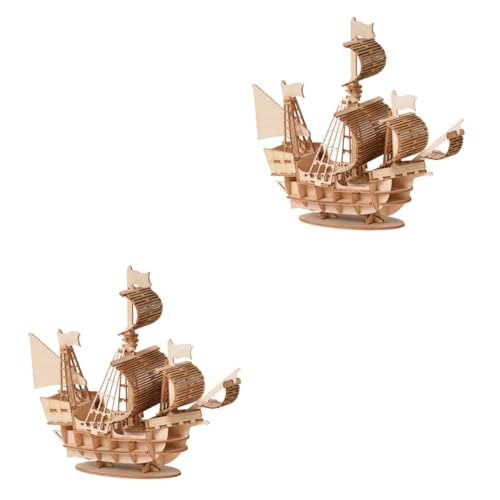 UPKOCH 2 Sätze Holzpuzzles Für Kinder Holzkinderpuzzles Holzsegelbootmodell Für Jungen 3D Kinderpuzzles von UPKOCH