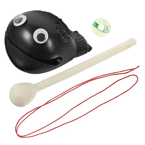 UPKOCH 2 Sätze Musikinstrument- Percussion- Tempelglocke Frosch-Instrument Handtrommel Mit Schlägel Entspannendes Perkussionsspielzeug Für Das Büro Plastik Black von UPKOCH