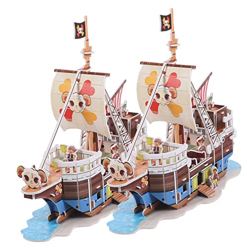 UPKOCH 2 Sätze Piratenschiff-Puzzle Architektur-Puzzles Piratenschiff-rätsel Schiffsbausatz Segelboot-Puzzle DIY-puzzlespielzeug Für Kinder Lehrreich Erwachsener Einstellen 3D Papier von UPKOCH