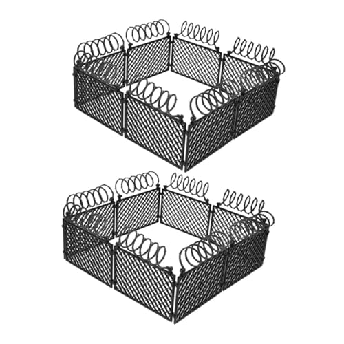 UPKOCH 2 Sätze Simuliertes Gefängnismodell Zaun-Modell Zubehör Für Mikrolandschaften Zaunhandwerk Zaunmodelle Miniatur Gartenzaun Mini-zaunstütze Szenenlayout- Minizaun Plastik Black von UPKOCH