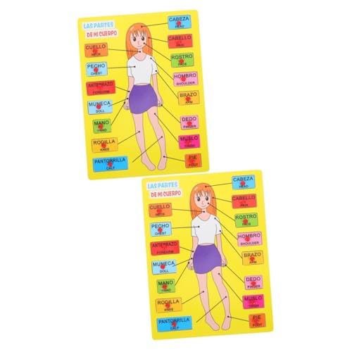 UPKOCH 2 Sätze Spanisches Rätsel Anatomie Spielen Anatomie-Puzzle Spielezeug Lernspielzeug Puzzlematte Puzzle des menschlichen Körpers für Kleinkinder Hilfsmittel für den Kindergarten von UPKOCH