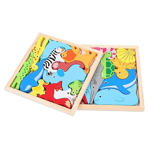 UPKOCH 2 Sätze Tierisches Dreidimensionales Puzzle Rätsel Hund Planke Spiele Basteln Formen Puzzle Passendes Puzzle Für Cartoon-Puzzle Holz von UPKOCH