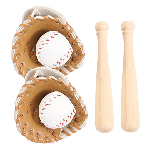 UPKOCH 2 Sets Baseball Softball Hülle Baseball Tortenaufsätze Schlüsselhandschuh Netzfänger Baseball Figuren Mini Baseball Für Puppenhaus Mini Schläger Der Fäustling Mini von UPKOCH