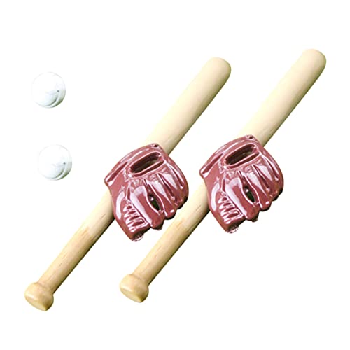 UPKOCH 2 Sets Baseballschläger Handschuh Golfbälle Schläger Und Spiele Rounders Schläger Ornamente Zum Basteln Handschuhe Für Zubehör Für Mädchen Kinderfäustlinge Miniatur von UPKOCH