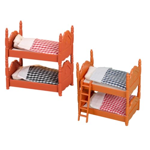 UPKOCH Puppenhaus-etagenbett-Set 2er-Pack Miniatur-möbelmodell Für Jungen- Und Mädchenzimmerdekoration Mini-hauszubehör Spielzeug von UPKOCH