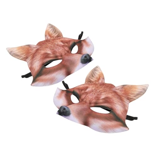 UPKOCH 2 Stück Halloween-maske Füchse Maskerade Maske Männer 3d-fuchsmaske Realistische Gesichtsmaske Maskerademaske Masken Beängstigende Maske Kunstfuchs Halbgesichtsfuchs Yellow Eva von UPKOCH