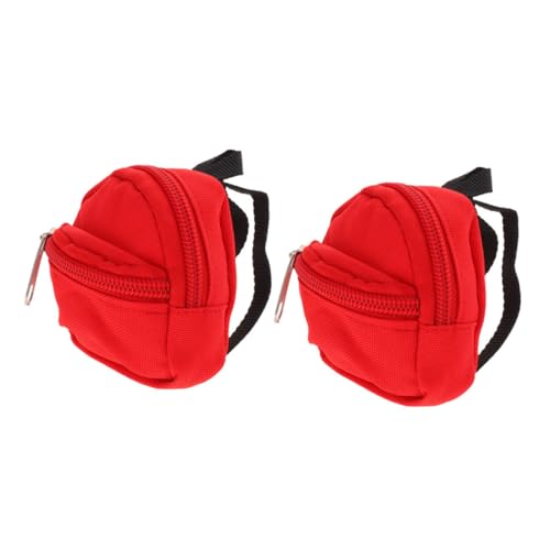 UPKOCH 2 Stück Puppenrucksack Mini-Schultasche Für Puppen Puppenschulzubehör Miniatur-puppenzubehör Minipuppenmode Süße Schultaschen Für Puppen Mini-puppengepäck Polyester Rot von UPKOCH