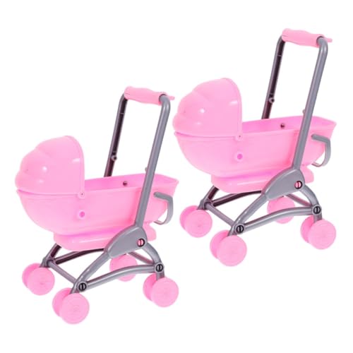 UPKOCH 2 Stücke Spielzeugkinderwagen für Puppenhausmöbel Babyspielzeug vorgeben Geburtstagsgeschenk für kinderspielzeug Puppensachen Kleiner Puppenwagen Abs Rosa von UPKOCH