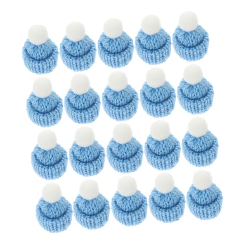 UPKOCH 20 STK Zubehör für Weihnachtsmützen Mini strickmützen Mini-Strickmützen kleine Strickmützen zum Basteln Mini-Wollmützen Mini-Weinflaschenhut Mini-Weihnachtsmützen Stricken Sky-Blue von UPKOCH