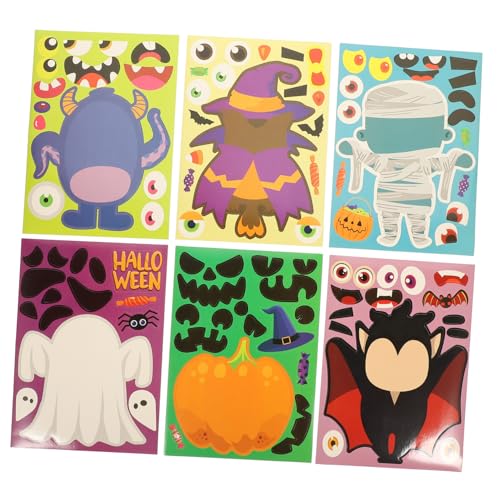 UPKOCH 24 Blätter Halloween-Puzzle-Aufkleber Halloween-Zubehör Halloween-Handwerksabziehbilder Halloween Kinder Party Halloween kinderparty Halloween-Klebeaufkleber Party-Requisite von UPKOCH