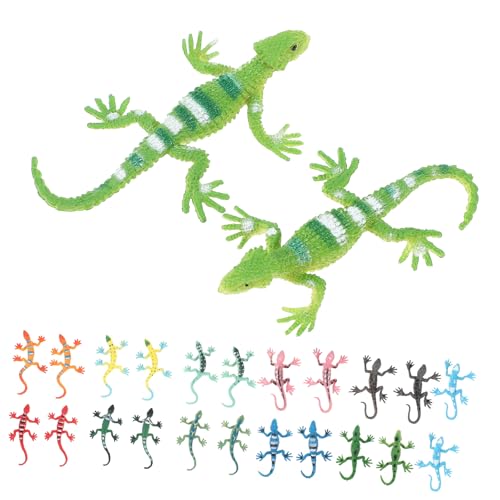 UPKOCH Schleuder Spielzeug 24 STK Eidechsenmodell Reptilienspielzeug Spielzeug Partytütenfüller Wilde Tierfiguren Dehnbares Spielzeug Für Kinder Eidechsen-Requisite Gecko-Spielzeug Kunststoff-PVC von UPKOCH