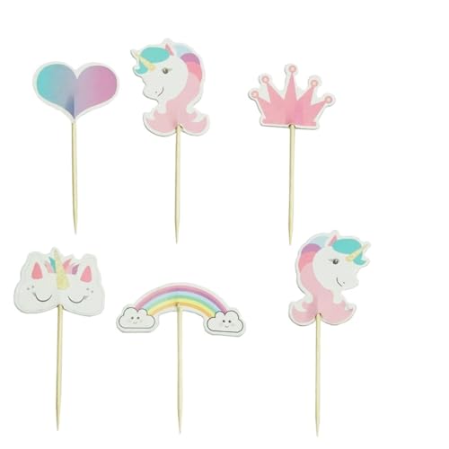 UPKOCH 24St Topper mit Einhornmotiv reiseset travel set Kuchendeko für Shower tortendeko einschulung Tierkuchendekorationen Einhorn-Kuchenspießer Obst schmücken Karte einführen Kind von UPKOCH