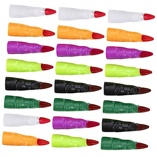 UPKOCH 24st Halloween-nagelset Bunte Hexenfinger Falsche Finger Streicheln Skelett Fingerpuppen Für Kleinkinder Glühen Falscher Finger Zappelt Halloween-hexenfinger Nagel Charms Plastik von UPKOCH