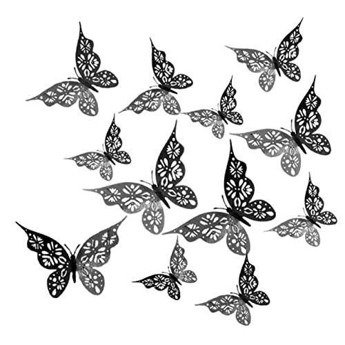 UPKOCH 24st Schmetterling Wandtattoo Schmetterlinge Wandaufkleber DIY-wandtattoos Abziehen Und Aufkleben Wandtattoo Schmetterlinge Dekoratives Wandtattoo Black Papier von UPKOCH