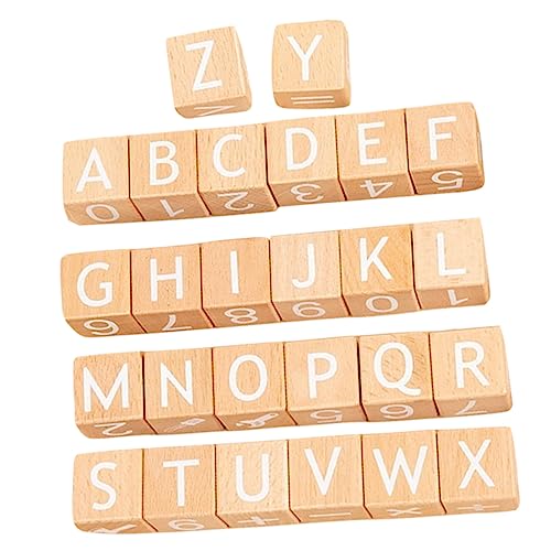 UPKOCH 26st Alphabetblöcke Buchstabenspielzeug Für Frühpädagogisches Bausteine Lernspielzeug Holzbuchstaben Groß Bausteine ​​für Lernblock Hölzern Khaki von UPKOCH