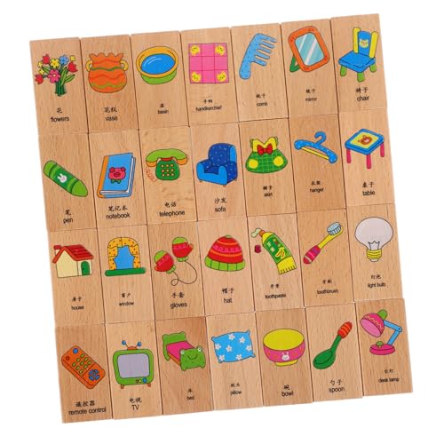 UPKOCH 28-Teiliges Set Domino holzspielzeug Kindergarten Montessori Idiom Stapelspielzeug für Bausteine ​​für Kleinkinder Aktivitäten für Kleinkinder von UPKOCH