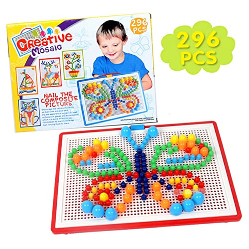 UPKOCH 296 Stück Puzzle-Spielzeug ablagekörbe kühlkorb einkaufskorb Spielzeuge Kleinkindspielzeug Kinderspielzeug Rätsel Mosaik-Pegboard-Spielzeug Spielzeug mit Buchstaben Pilznägel 3D von UPKOCH