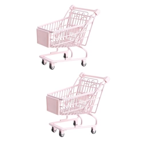 UPKOCH 2st Einkaufswagen Zubehör Schreibtischspielzeug Gewobener Korb Kinderwagen Für Kleinkinder Mini-Spielzeug-Essen Wagen Für Lebensmittel Rosa Eisen Metall Baby Mixer von UPKOCH