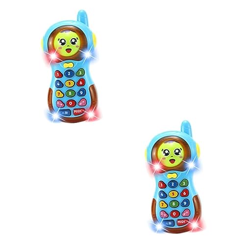 UPKOCH 2St Handy mit wechselndem Gesicht Spielzeug Cartoon-musikalisches Telefon Kinder Musik Handy Sky-Blue von UPKOCH