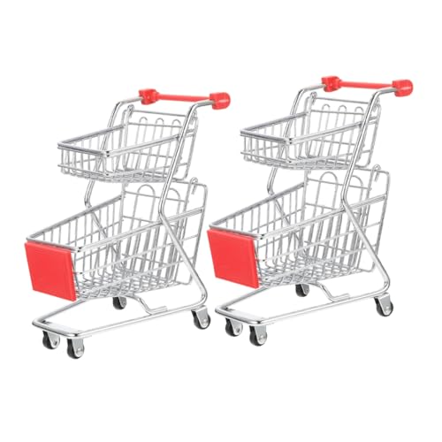 UPKOCH 2St Mini-Einkaufswagen hühner детские игрушки Dekorative Aufbewahrungskorb Rollwagen Warenkorb Aufbewahrungsspielzeug kleine Supermarkt-Handwagenmodelle Plastik Silver von UPKOCH