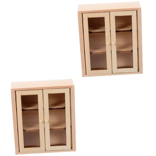 UPKOCH 2St Puppenhausmöbel kleine Garderobe Schrank klein Miniaturkabinett Puppenstube zubehör für puppenhaus Mini-Bücherregal Miniaturmöbel Miniaturschrank Mini-Hausschmuck hölzern von UPKOCH