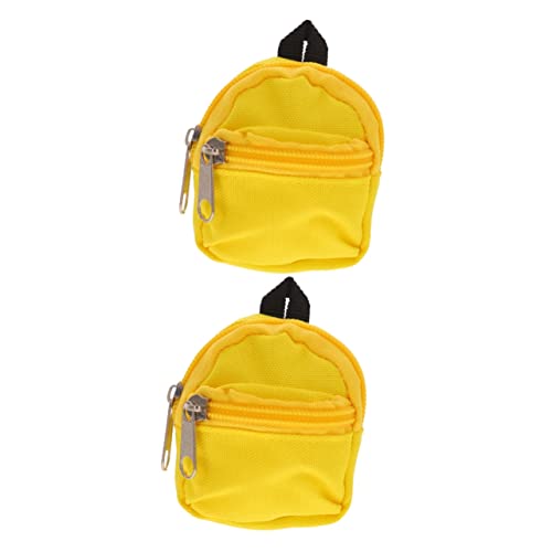 UPKOCH 2St Puppenrucksack Mini-Rucksack-Spielzeug Mini-Rucksack-Schlüsselanhänger Miniatur Puppen Schulranzen Rucksack für Puppen Puppen-Mini-Rucksack Mini-Hausversorgung Polyester Yellow von UPKOCH