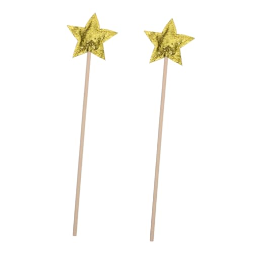 UPKOCH 2St Zauberstab Goldener Sternenstab glühen Einhorn Badespielzeug Sternenfee Fairy Wand partyzubehör Toy Cosplay-Gefälligkeiten-Stick sternförmiger Feenstab hölzern von UPKOCH