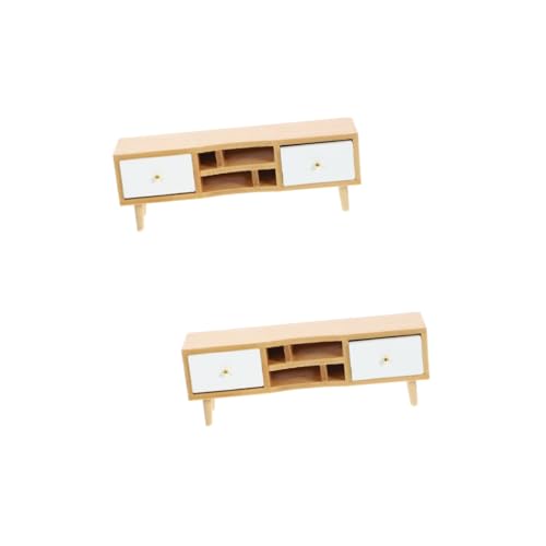 UPKOCH 2St Fernsehschrank graceling Elegante Craft fernseherschrank TV-Ständer aus Holz Möbel Holz-Mini- -Dekor realistischer Miniatur-TV-Schrank hölzern Zubehör Modell schmücken Ob11 von UPKOCH