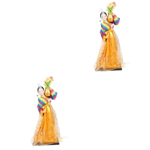 UPKOCH 2st Handgefertigte Puppe Dekoration Koreanische Hanbok-Puppe Asiatische Mädchenpuppenfigur Figur Koreanische Hanbok-Puppe Sammelfigur Hanbok Puppen Für Mädchen Yellow von UPKOCH