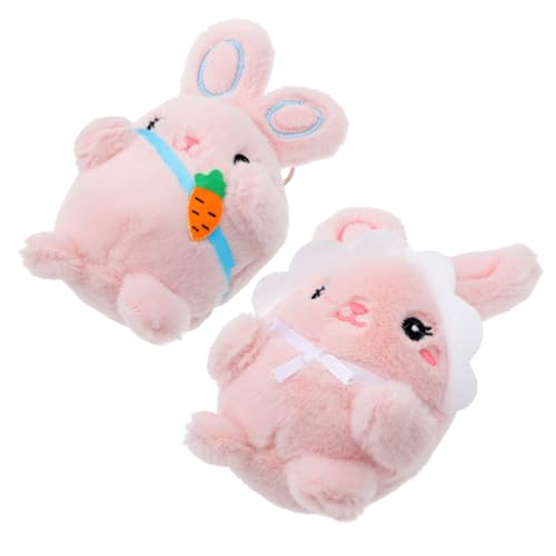 UPKOCH 2st Kaninchen-plüsch-Puppe Osterhasenpuppenanhänger Dekorative Osterhasenpuppe Kaninchen Hängende Verzierung Puppe DIY Anhänger Tasche Hängende Dekoration Rosa Kurzer Plüsch von UPKOCH