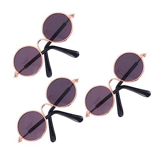 UPKOCH 2st Mini-Brille Puppenzubehör Sitz Figuren Miniatur Metallische Gläser Sonnenbrille Bausatz Auto Träger Hund Brille Runde Metallbrille Black Kunststoff von UPKOCH