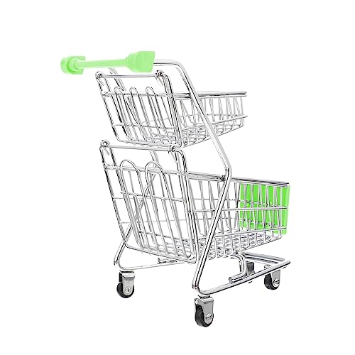 UPKOCH 2St Mini-Einkaufswagen Spielzeuge Plastikmodelle Tischwagen Säuglinge für Kinderwagen Kleiner Supermarktwagen Spielzeug-Einkaufswagen Doppelschicht Metall Baby Abs von UPKOCH