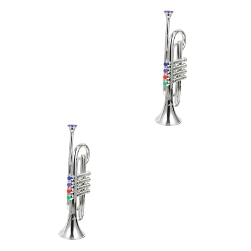 UPKOCH 2st Musik Instrumente Für Kinder Musikinstrumente Für Kinder Musikalisches Spielzeug Puzzle-Spielzeug Bühnenauftritt Trompete Requisite Musikspielzeug Für Kinder Silver Plastik von UPKOCH