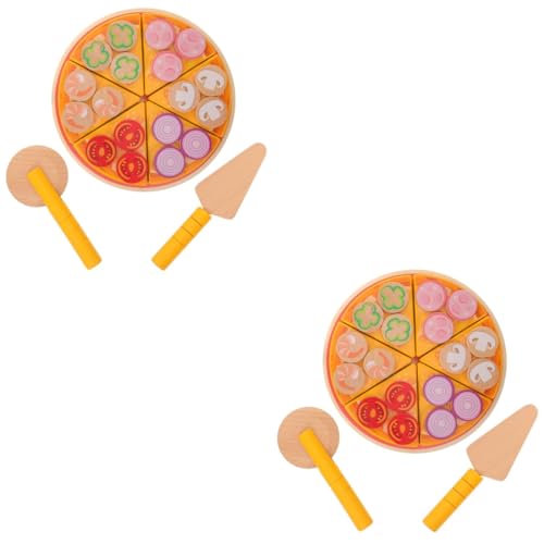 UPKOCH 2st Pizzaspielzeug Spielküchenzubehör Gefälschte Pizza Spielzeug Zum Schneiden Von Lebensmitteln Pizza Spielen Spielzeugnahrung Pizza-spielset Für Kinder Pizza Party Hölzern von UPKOCH