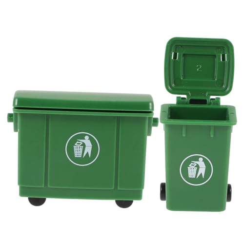 UPKOCH Sanitär Eimer 2st Puppenhaus-mülleimer Modellbausätze Behälter Süße Tassen Mülltonne Kücheneimer Bausatz Kleine Tonne Pflanzenmodell Miniaturen Tasche Auto Monster Cool Green Plastik von UPKOCH