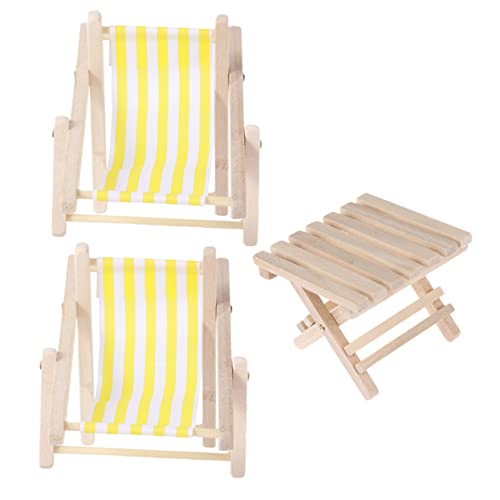 UPKOCH 3 STK Mini-Möbelmodell Miniaturstuhl für Puppenhaus Sandkasten Liege für spielzeuge für Mini-Strandkorb-Modell simuliertes Strandkorbmodell Stoff Yellow von UPKOCH