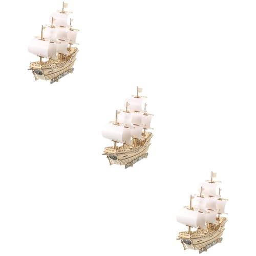 UPKOCH 3 Sätze 3D-Segelpuzzle DIY Segelschiff Modellbausatz Perfekte Dekoration für Schreibtisch oder Bücherregal Segelbootmodell Holzspielzeug Spielset aus Holz Rätsel für Erwachsene von UPKOCH