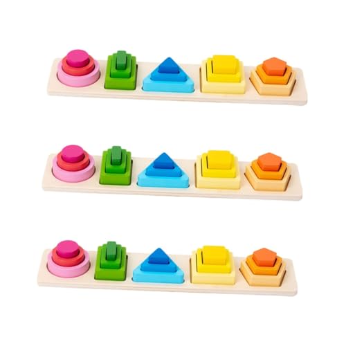 UPKOCH 3 Sätze Geometrie-Puzzle Magnetspielzeug Bauklötze Magnet Spielzeug Puzzlematte Bausteine Puzzlekarte Spielsachen Kinder Spielzeug Jigköpfe Spielzeuge Kinderspielzeug Holz Colorful von UPKOCH