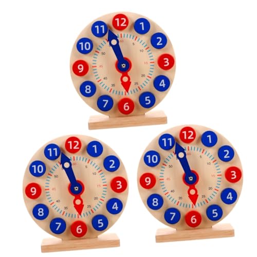 UPKOCH 3 Sätze Lehrmittel Für Uhren Kognitives Spielzeug Mit Zahlen Für Kinder Lernzeitspielzeug Uhr Für Kinder, Die Lernen, Die Uhrzeit Zu Lesen Lustiges Uhrenspielzeug Lehruhr Holz von UPKOCH