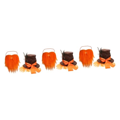 UPKOCH 3 Sätze Pfauenfeder orange Piratenkostüm Bart lustiger Partyhut Karneval Partyhüte Piratenbärte kinderkleidung kleidung kinder dekorativer Karnevalshut Cosplay-Partyhut Ledertuch von UPKOCH