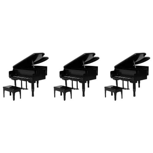 UPKOCH 3 Sätze Puppenhaus-Klavier puppenhaus Klavier Schwarz Klavier Modell eines Klavierstuhls Mini-Musikinstrumentenmodell Schwarzes Klavier Puppenmöbel Mini-Hausdekoration Black von UPKOCH