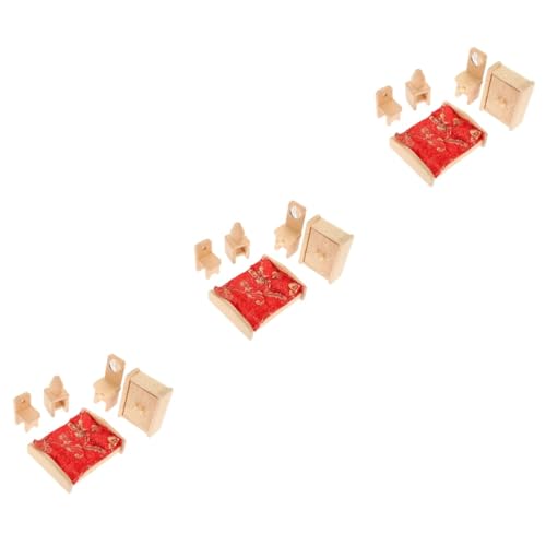 UPKOCH 3 Sätze Puppenhaus-Modell wohnaccessoires Ideas Miniatur-Schreibtischlampe Nachttisch Spielzeug Spielset aus Holz Mini-Hausmöbel Mini-Hausaccessoire hölzern schmücken Zubehör von UPKOCH