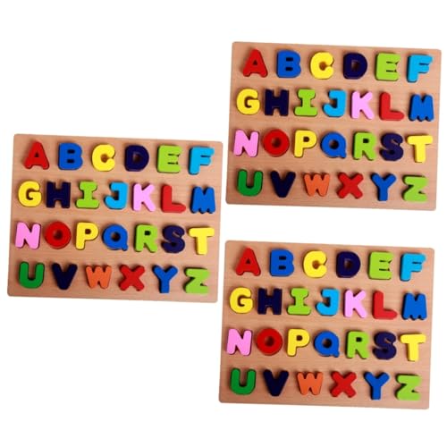 UPKOCH 3 Sätze Puzzles Für Kleinkinder Worträtsel Puzzles Für Kinder Alphabet Puzzle Buchstaben Puzzle Bambus von UPKOCH