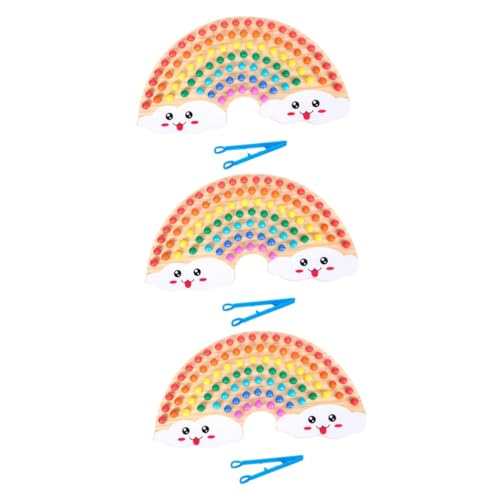 UPKOCH 3 Sätze Regenbogen Perlen Spielzeug Zählen Lernen Pädagogisches Spielzeug Mathe-Spiele Für Kinder Puzzlebrett Für Mädchen Spielzeug Zum Sortieren Von Farben Kinderspielzeug Hölzern von UPKOCH